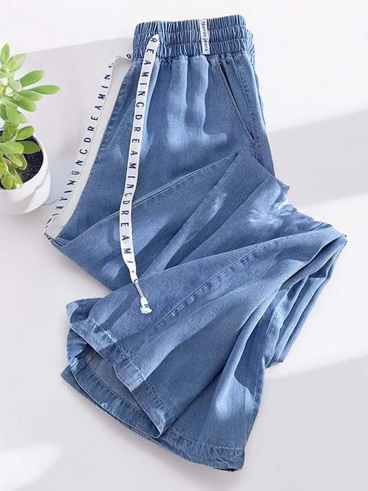 High Waist Wide Leg Jeans | Lightweight Denim Pants for Women