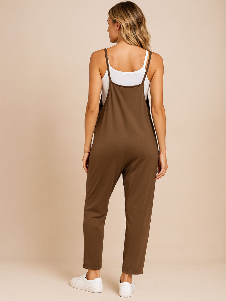 Pocket Spaghetti-Strap Knitted Jumpsuit