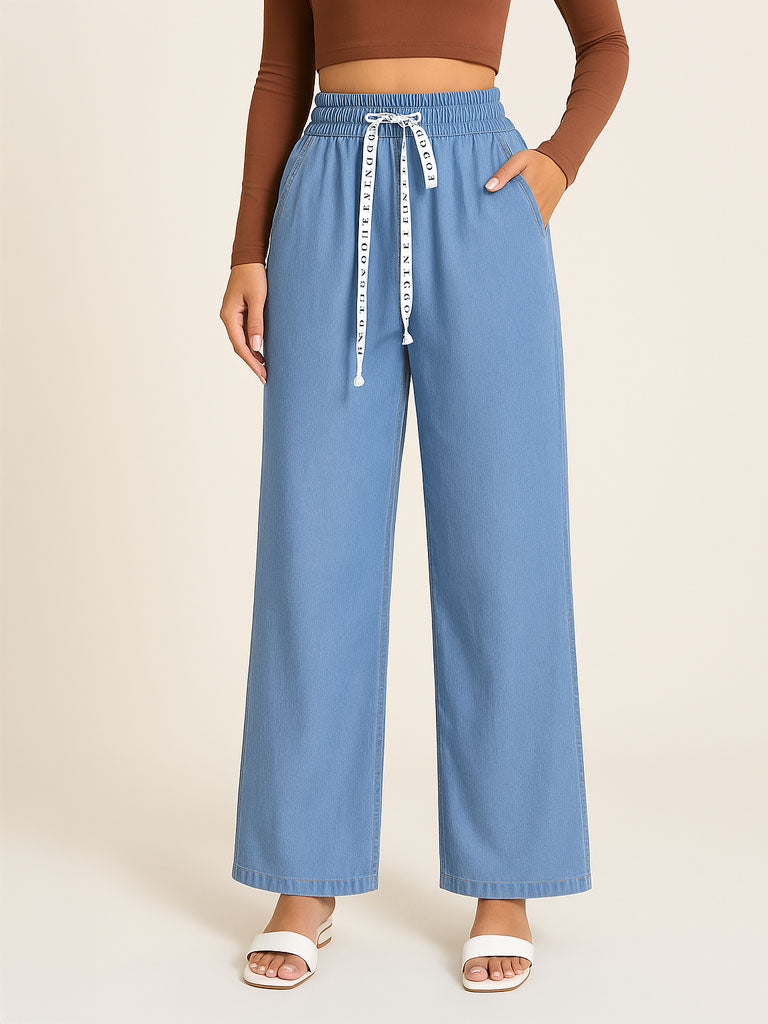 High Waist Wide Leg Jeans - Lightweight and Stylish