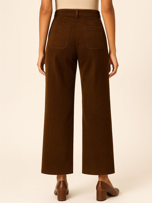 Women’s Corduroy Pants | Mid‑Waist Wide‑Leg Trousers in 4 Colors