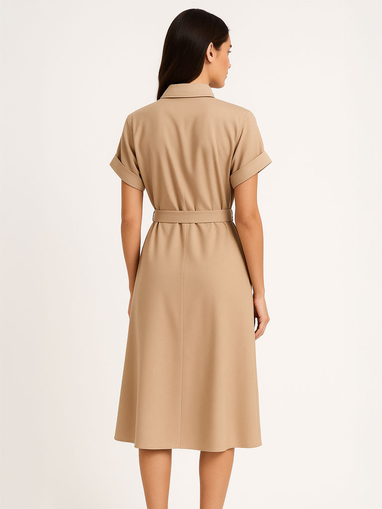 Pocket Belted Shirtwaist Dress