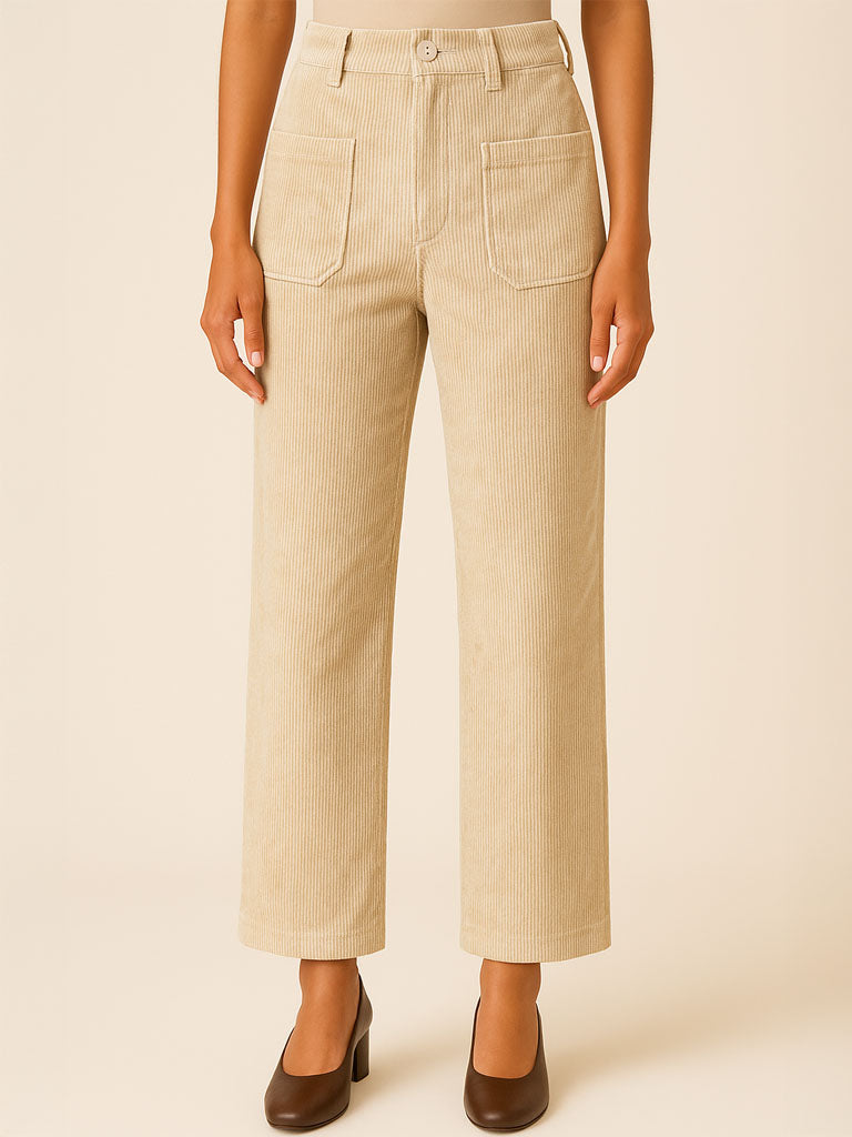 Women’s Corduroy Pants | Mid‑Waist Wide‑Leg Trousers in 4 Colors