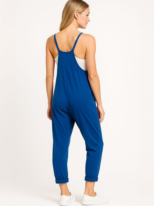 Pocket Spaghetti-Strap Knitted Jumpsuit