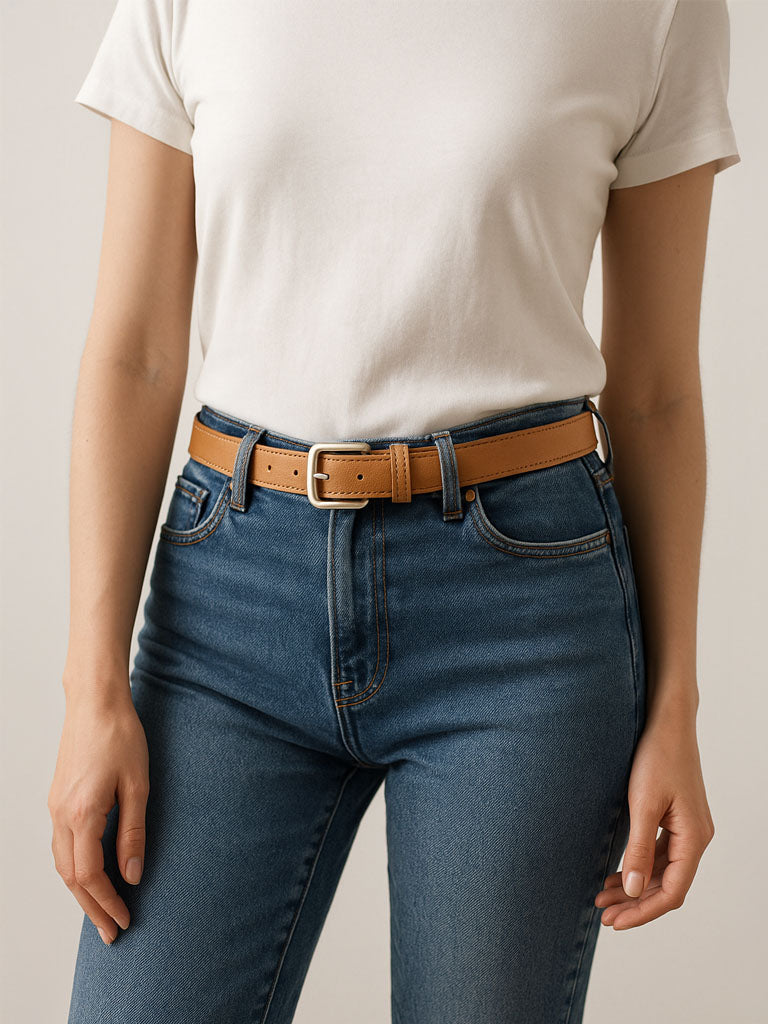 Skinny PU Leather Belt – Slim Vintage Pin‑Buckle Waist Belt