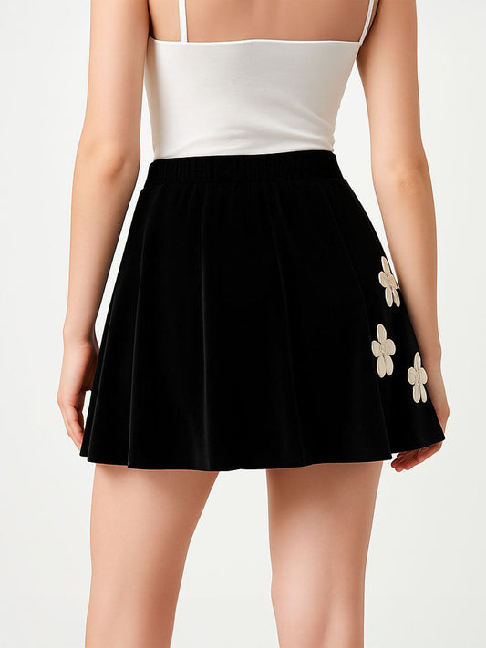 3D Floral Ruffle Midi Skirt – Stretch Knit Pettiskirt