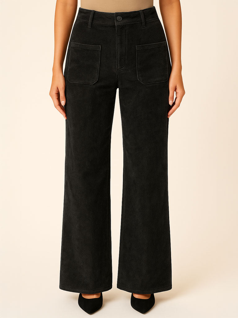 Women’s Corduroy Pants | Mid‑Waist Wide‑Leg Trousers in 4 Colors