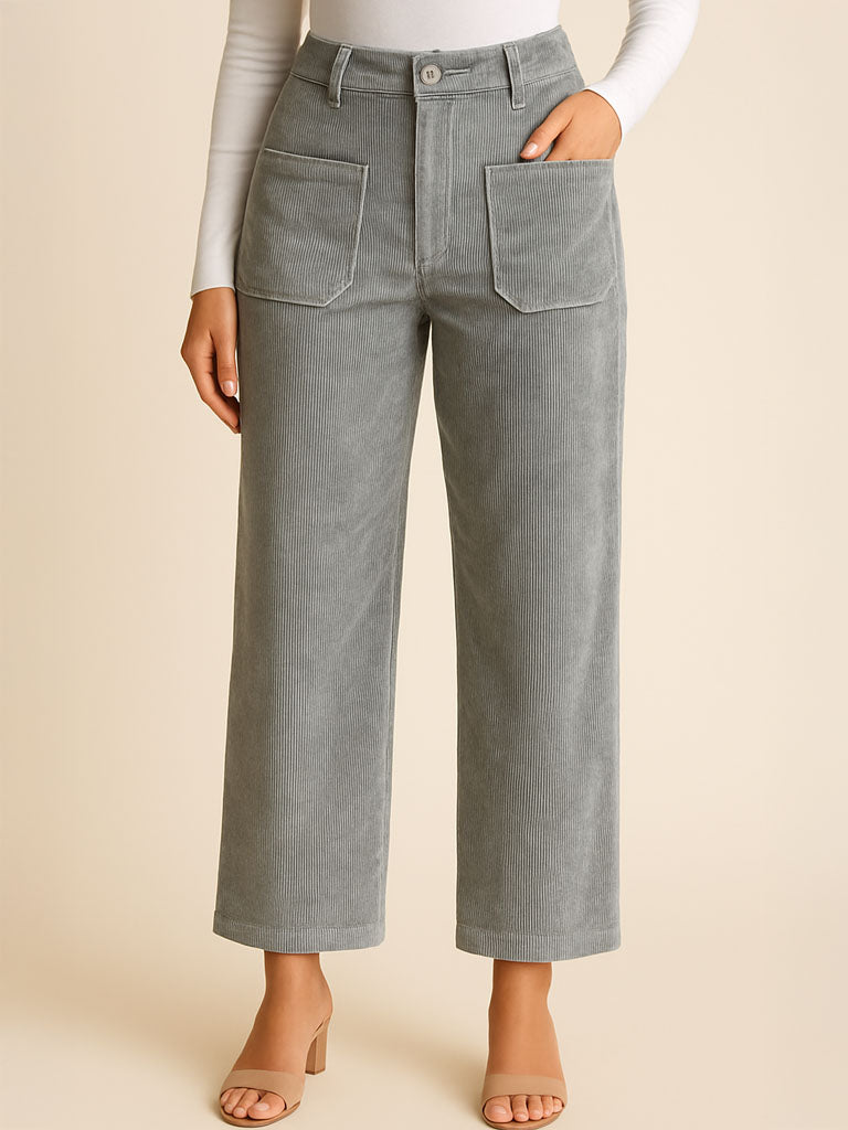 Women’s Corduroy Pants | Mid‑Waist Wide‑Leg Trousers in 4 Colors