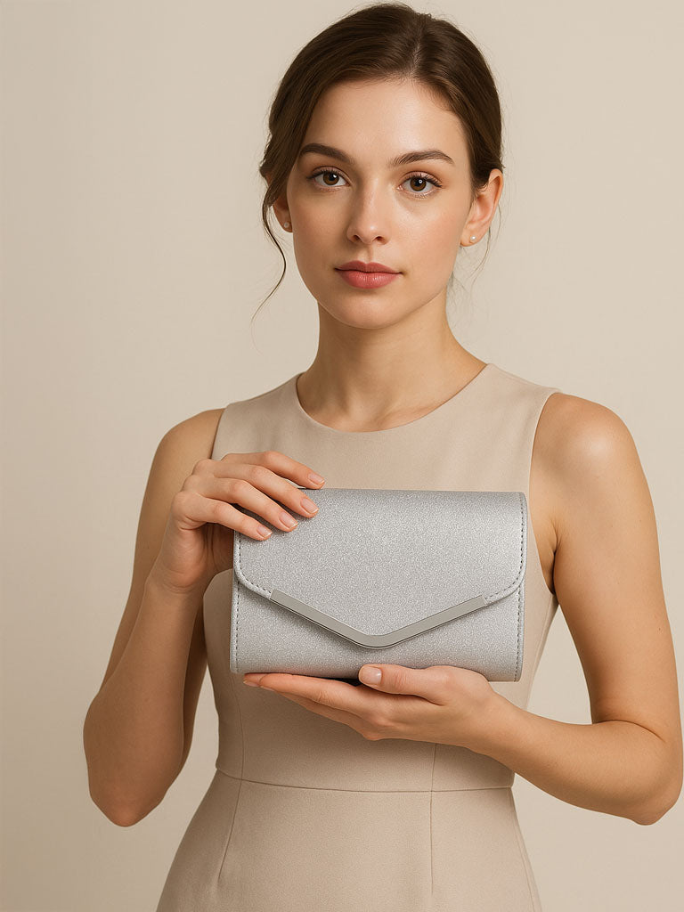 Frosted Sequin Fold‑Over Clutch Bag – Sparkly Evening Purse