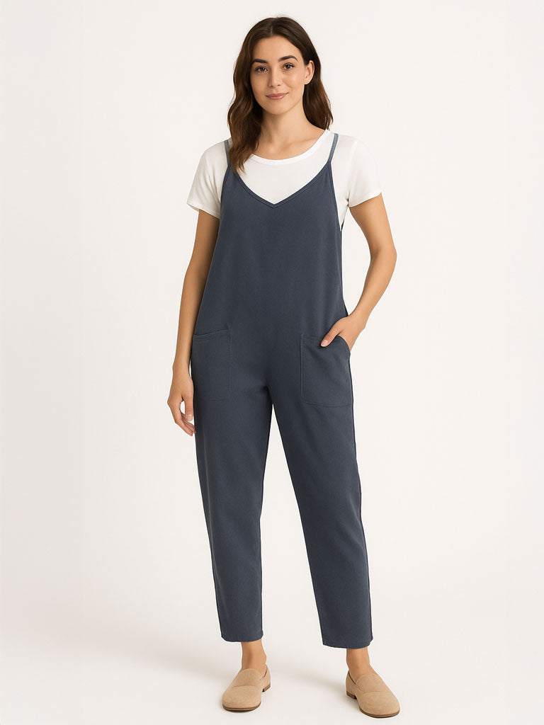 Pocket Spaghetti-Strap Knitted Jumpsuit