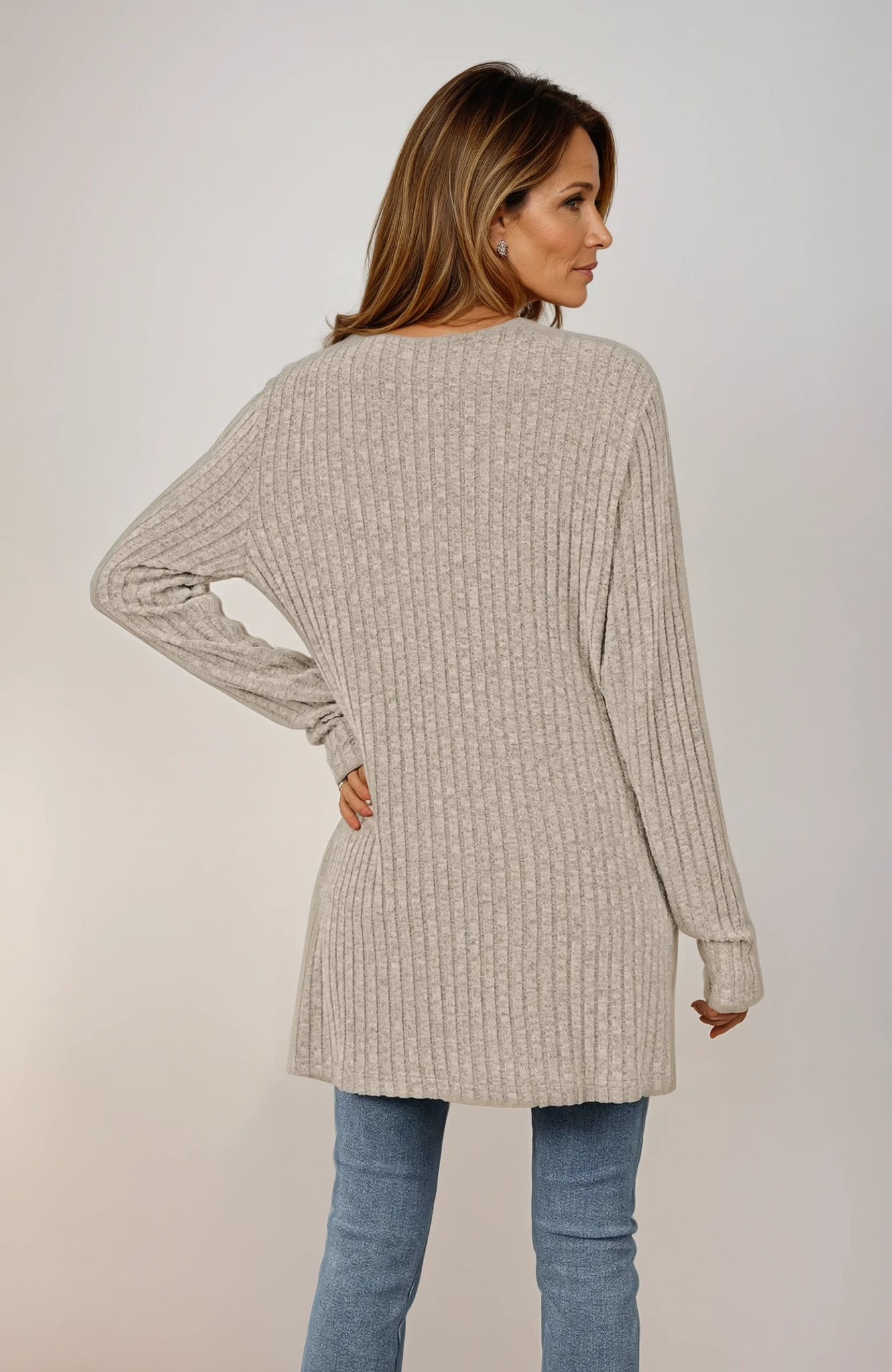 Oversized Knit Pocket Cardigan for Women – Solid Colors | S–XXL