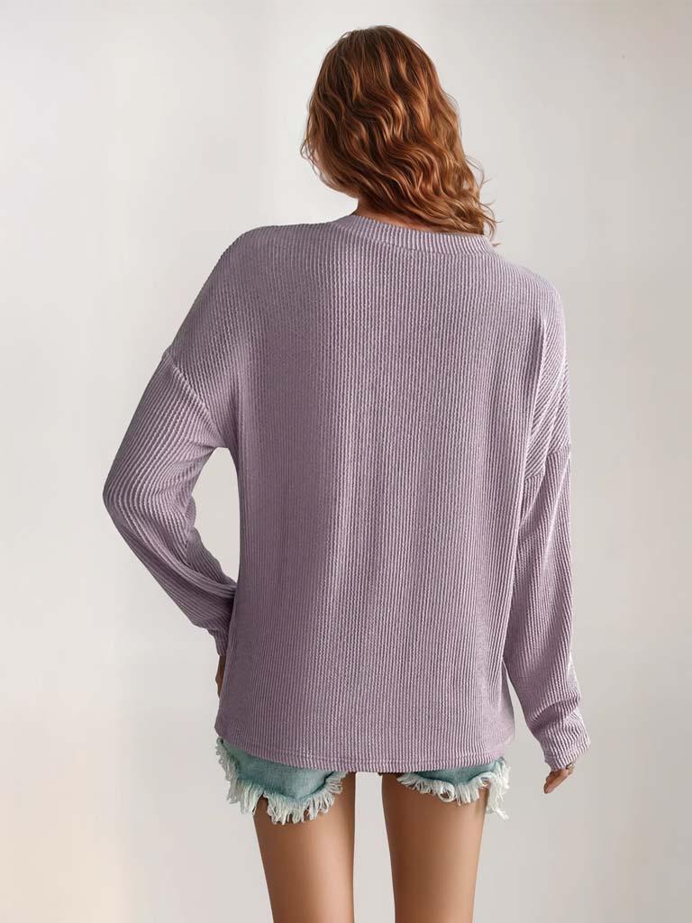 Soft Knit V-Neck – Casual & Cozy Long Sleeve Pullover