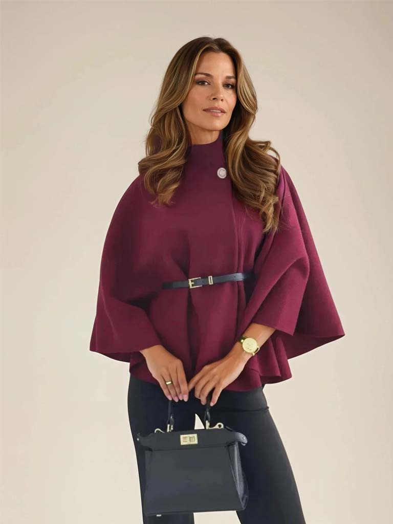 Elegant Wool Blend Coat with Belt