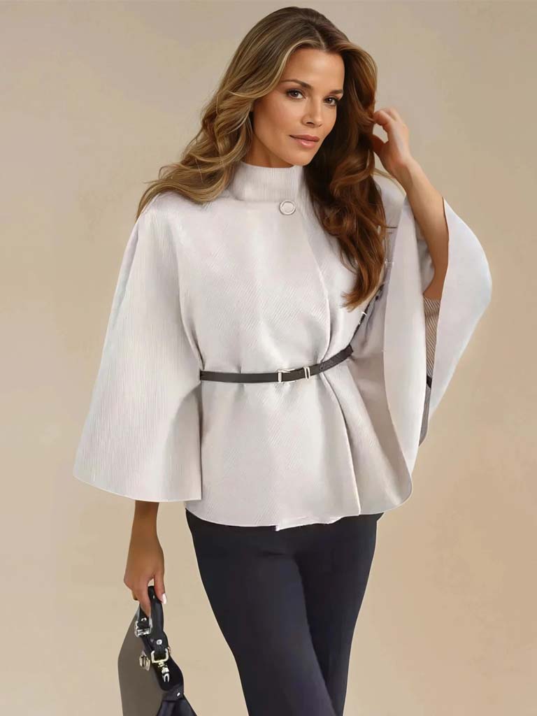 Elegant Wool Blend Coat with Belt