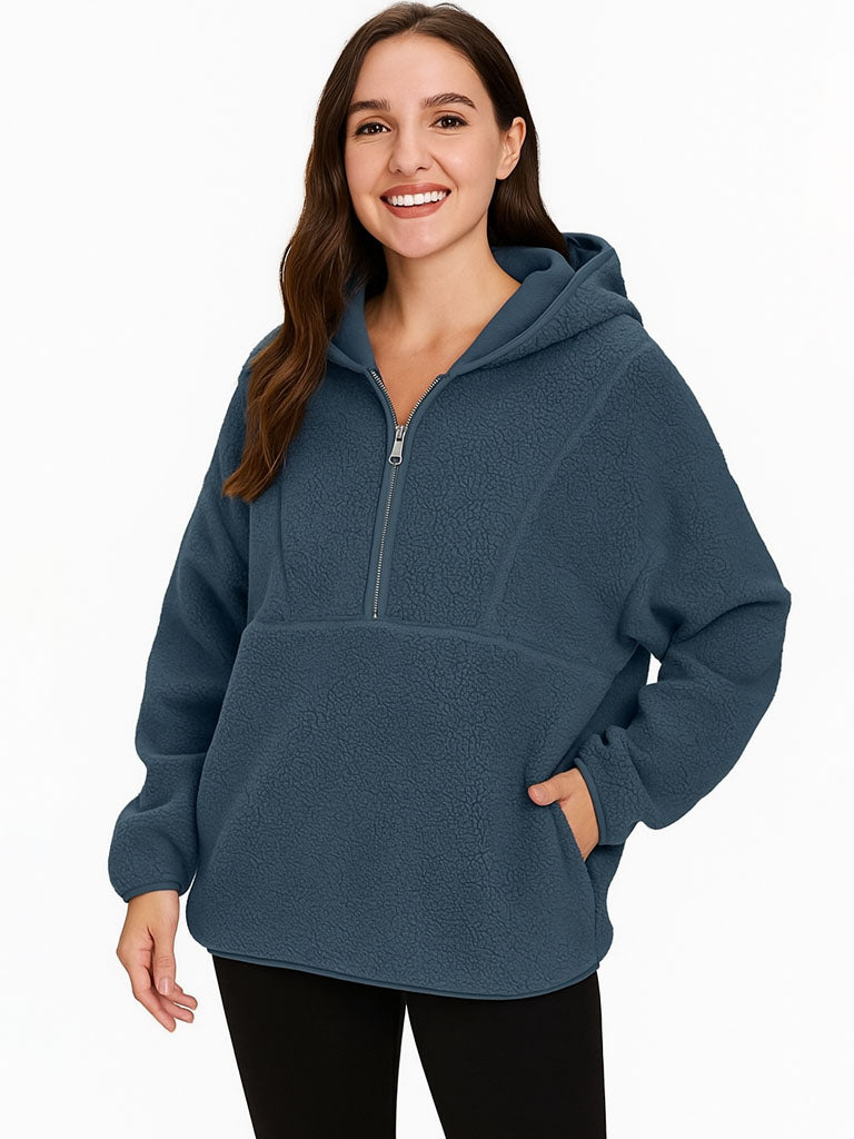Plush Cashmere Hooded Zip Pullover