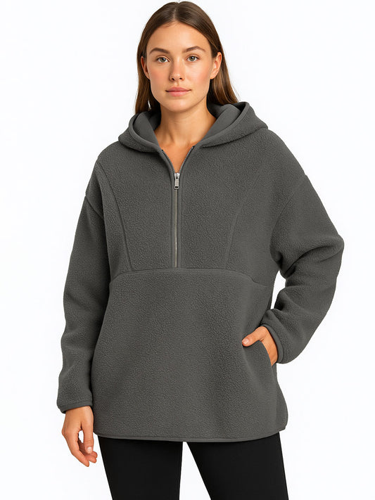 Plush Cashmere Hooded Zip Pullover