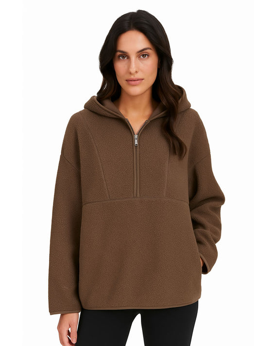 Plush Cashmere Hooded Zip Pullover
