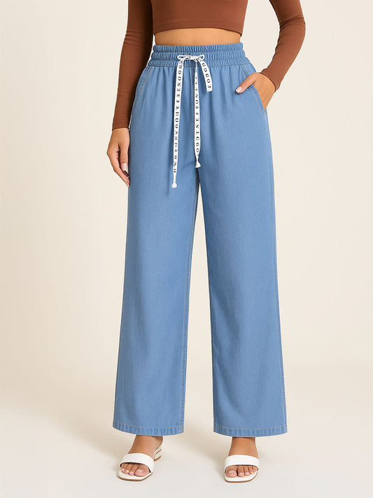 High Waist Wide Leg Jeans - Lightweight and Stylish