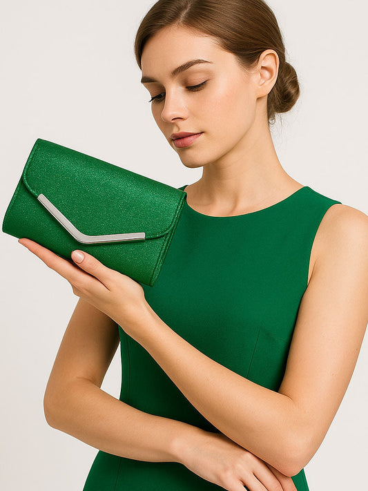 Frosted Sequin Fold‑Over Clutch Bag – Sparkly Evening Purse