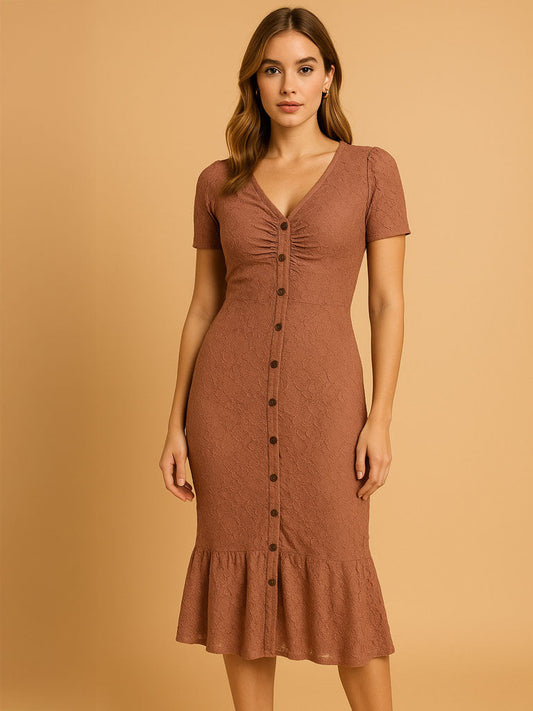 Casual Short-Sleeve Summer Midi Dress