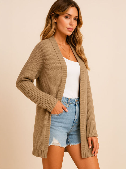 Cozy Lapel Long Hooded Cardigan