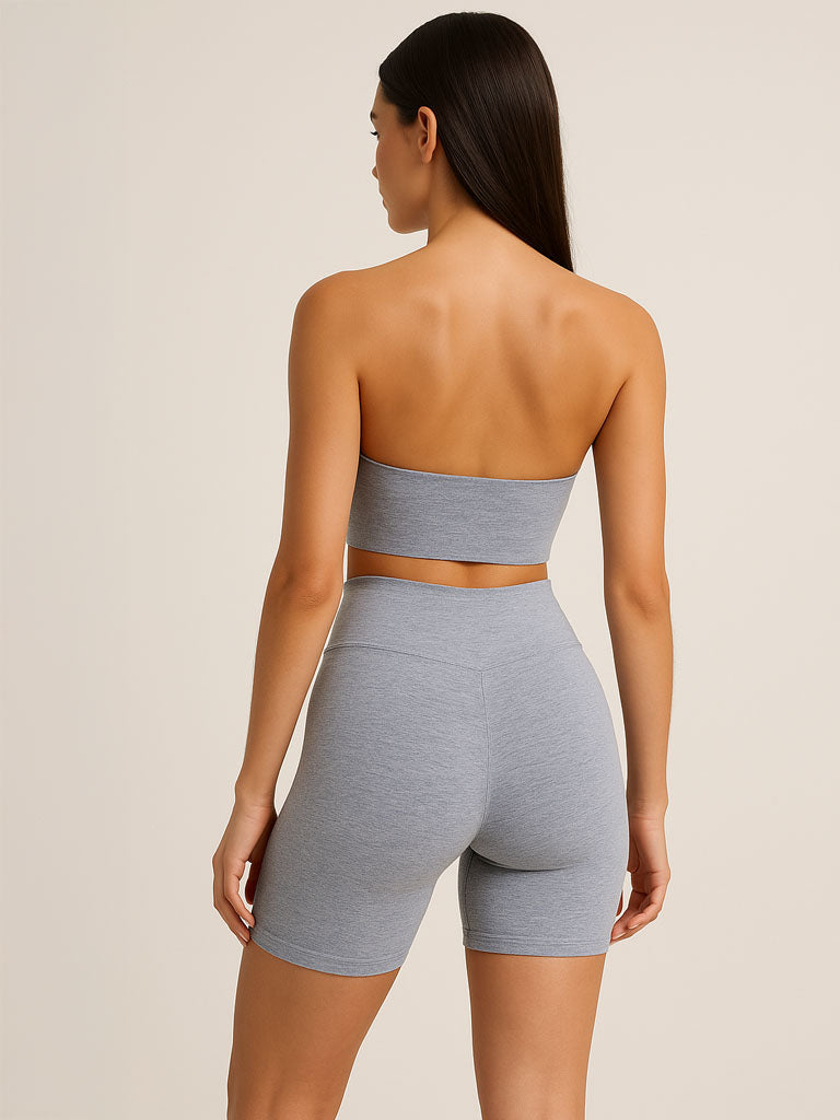 2‑Pack Mid‑Waist Hip‑Hugger Safety Shorts – Dark Navy Blue & Gray