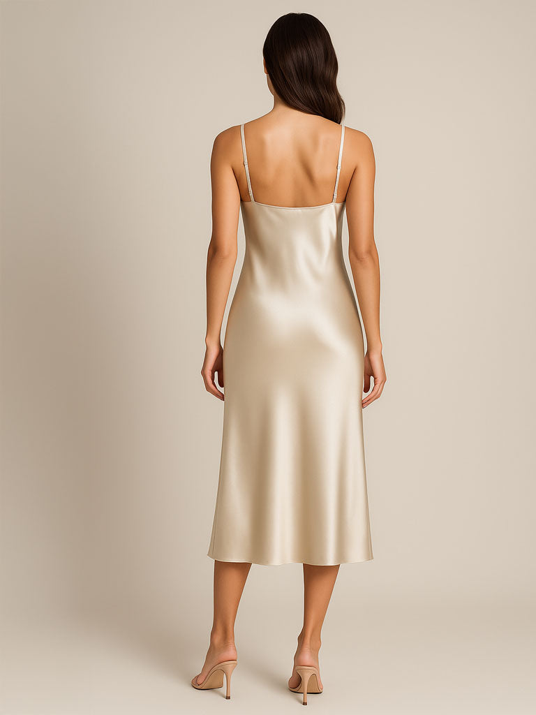 Silk Nightgown – Cream & Pink Slip Dress
