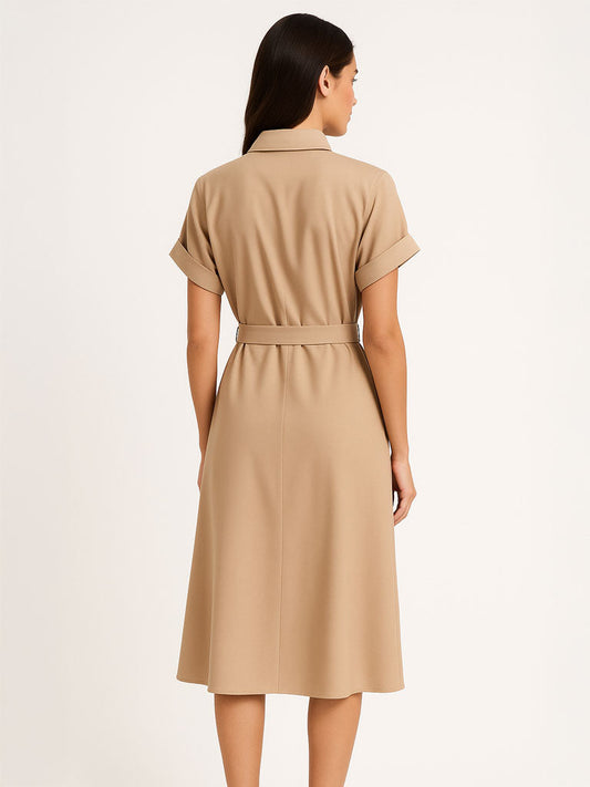 Pocket Belted Shirtwaist Dress