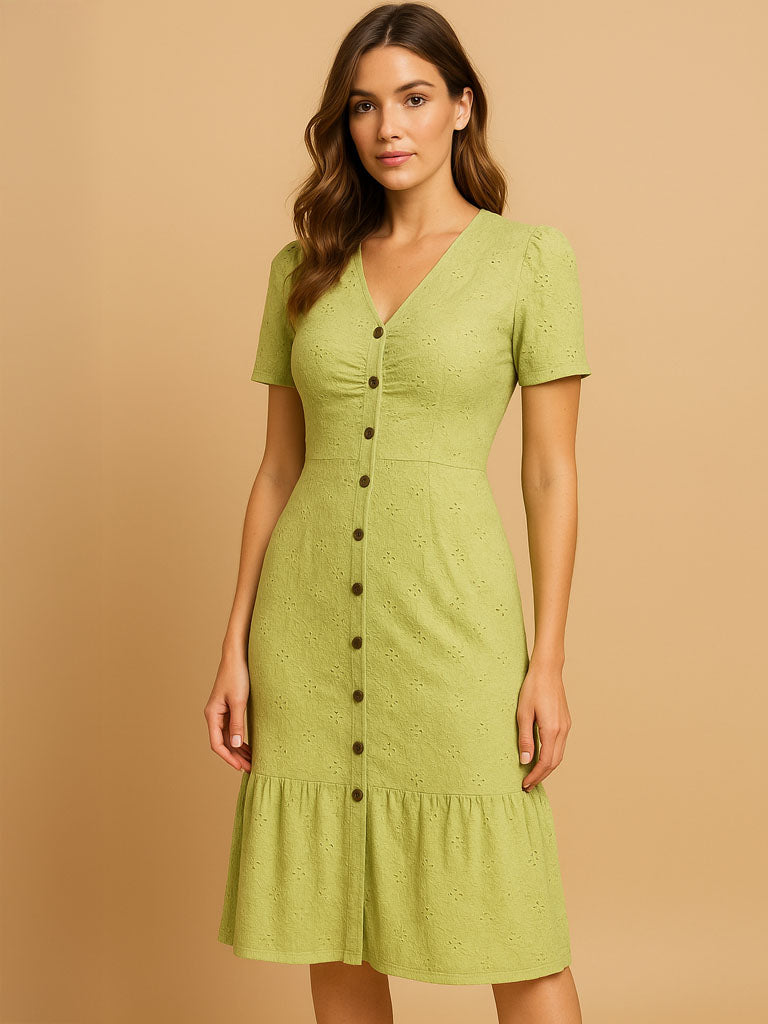 Casual Short-Sleeve Summer Midi Dress