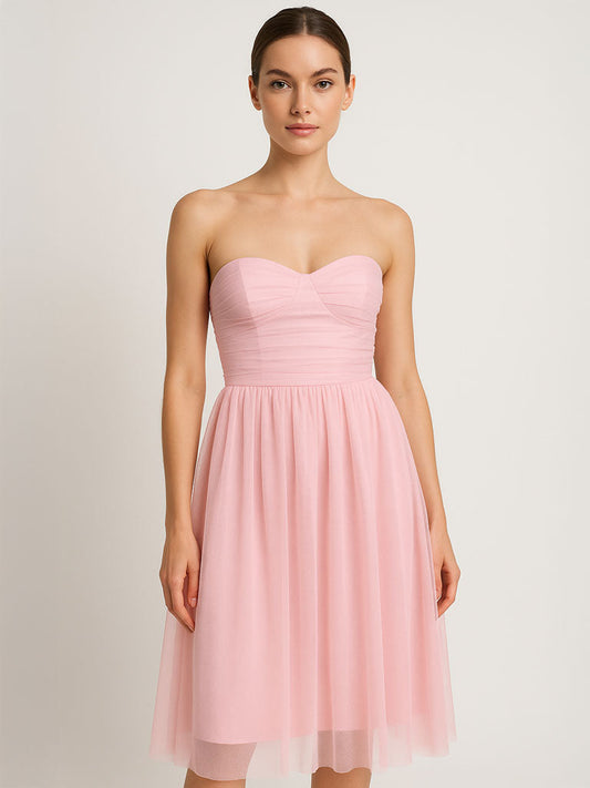 Strapless Midi Tube Top Pettiskirt Dress