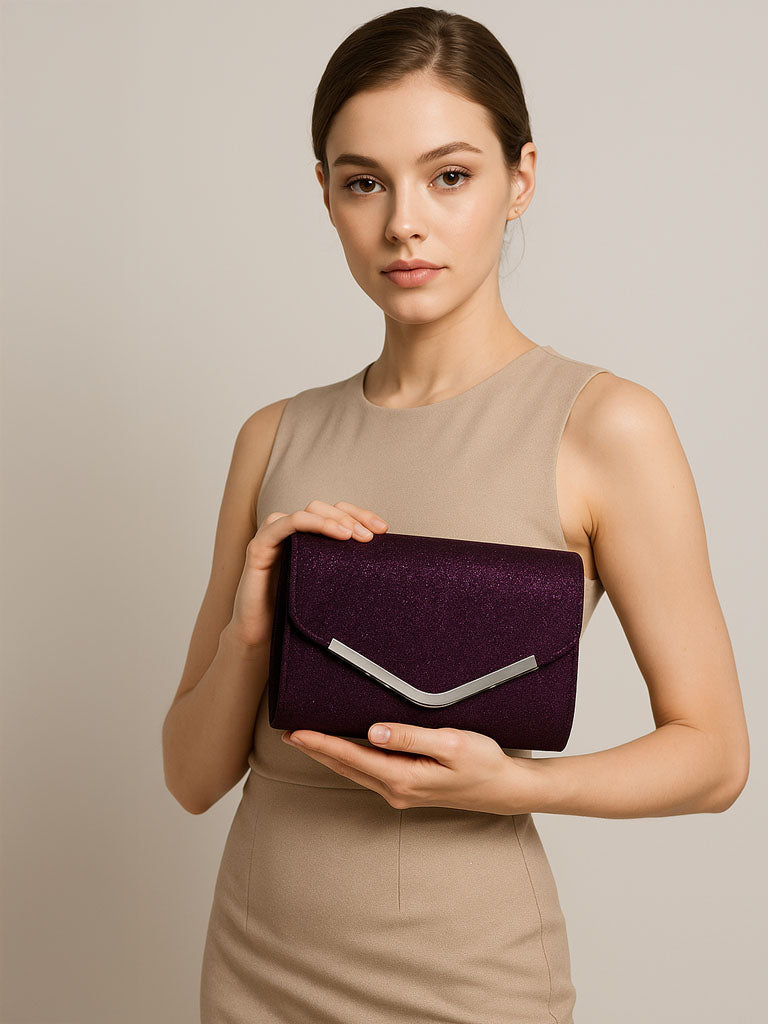 Frosted Sequin Fold‑Over Clutch Bag – Sparkly Evening Purse
