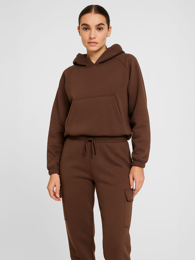 Solid Color Sweatshirt & Sweatpants Set – Matching 2‑Piece Sweatsuit
