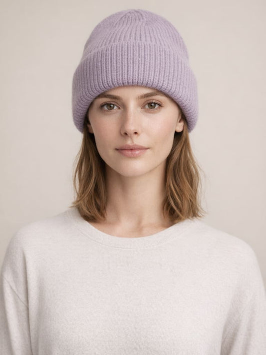 Woman wearing Purple Kyoto Fleece Dome Hat