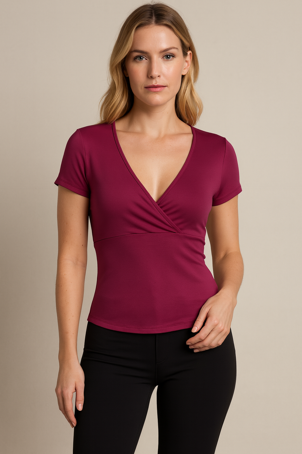 Woman wearing Bordeaux Sculpted Street Style Tee