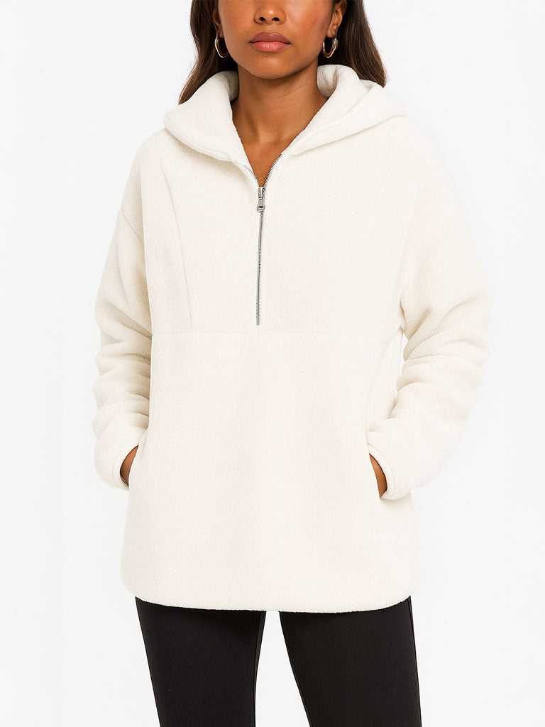 Plush Cashmere Hooded Zip Pullover